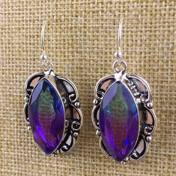 Sim Bi Color Tourmaline Hook Dangle Earrings - Picture 4 of 8